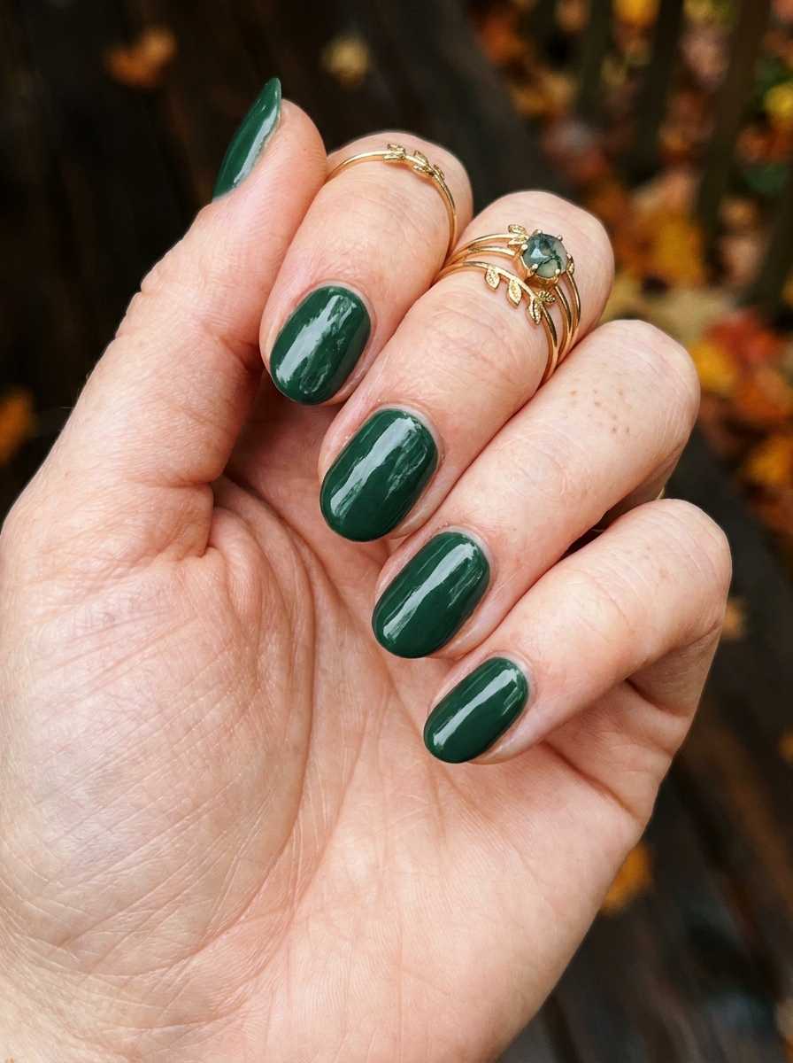 Forest Green Herbstnägel als Nägel Inspiration Herbst 2026